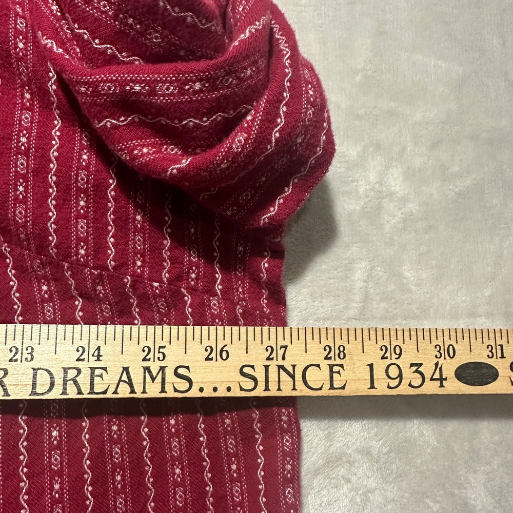 Vintage LL Bean Dobby Pintuck Flannel Red Cottagecore Prairie 3X Maxi Nightgown - Picture 5 of 6